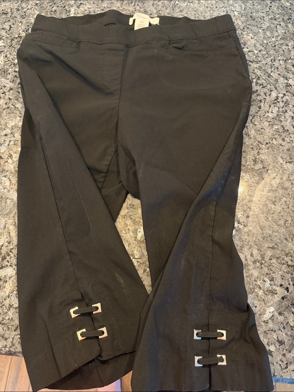 Madison Black Women's Bermuda Shorts with Decorative Tabs